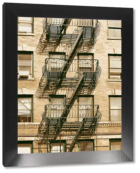 Fire escape platforms, Chelsea, New York, USA