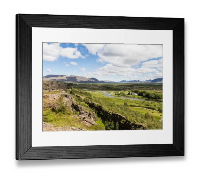Framed Print : Landscape near the Thingvellir National Park in Iceland, famous for the rift valley resulting from tectonic plates motion Framed Print : Landscape near the Thingvellir National Park in Iceland, famous for the rift valley resulting from tectonic plates motion