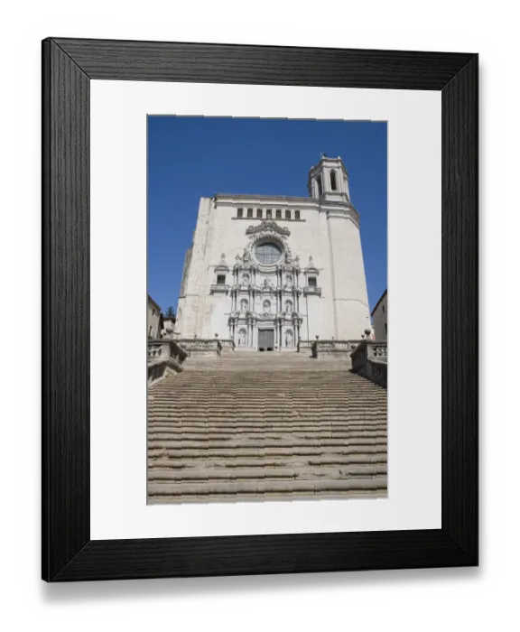 Framed Print : Steps in front of cathedral, low angle view, Girona, Spain Framed Print : Steps in front of cathedral, low angle view, Girona, Spain