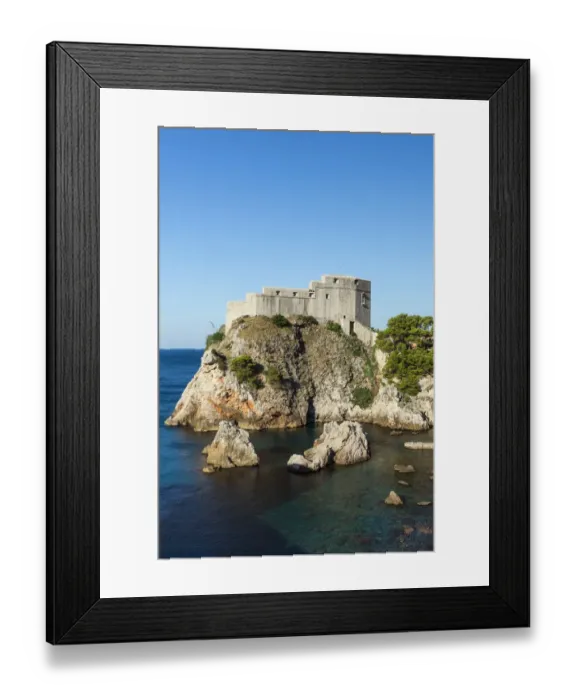 Framed Print : View of Fort Lovrijenac (St. Lawrence Fortress) on a steep cliff in Dubrovnik, Croatia, on a sunny day. Copy space Framed Print : View of Fort Lovrijenac (St. Lawrence Fortress) on a steep cliff in Dubrovnik, Croatia, on a sunny day. Copy space