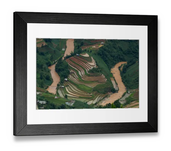 Framed Print : Water field in rice terrace paddies in North Vietnam Framed Print : Water field in rice terrace paddies in North Vietnam