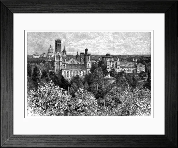 Framed Print : Antique illustration of the Smithsonian Institution at Washington Framed Print : Antique illustration of the Smithsonian Institution at Washington