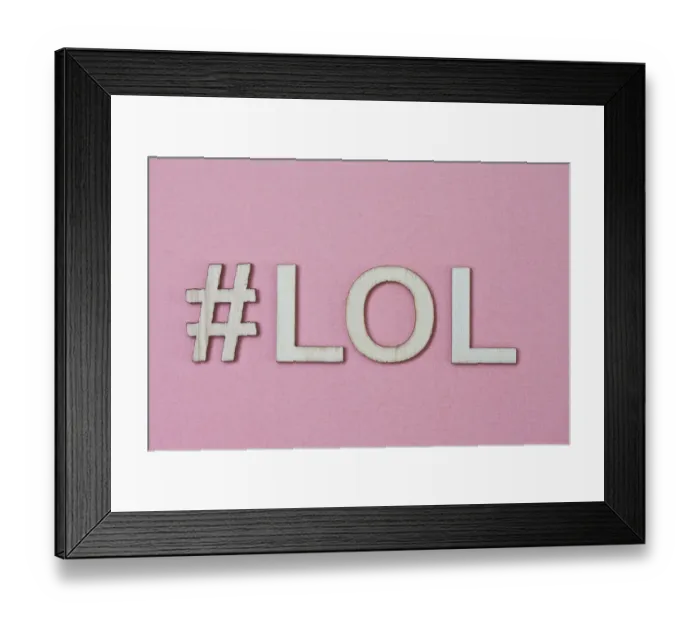 Framed Print : #LOL on a pink background