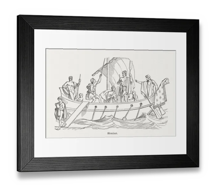 Framed Print : Ship of Menelaos, Greek mythology, wood engraving, published in 1880 Framed Print : Ship of Menelaos, Greek mythology, wood engraving, published in 1880