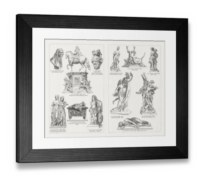 Framed Print : French, German, and Italian sculpures, wood engravings, published in 1897 Framed Print : French, German, and Italian sculpures, wood engravings, published in 1897