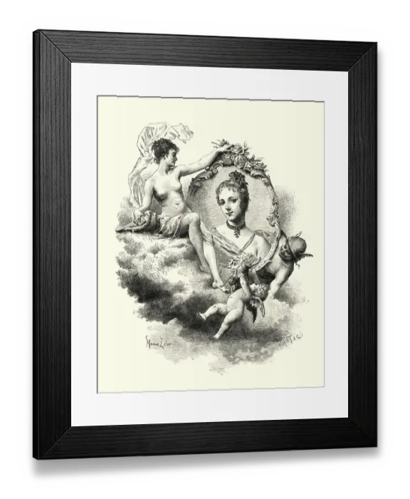 Framed Print : Roman gods Mercury, Venus, Cupid surrounding a young woman Framed Print : Roman gods Mercury, Venus, Cupid surrounding a young woman
