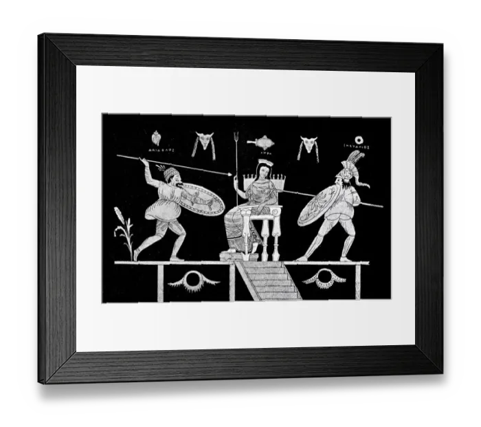 Framed Print : Classical greek - two fighters in front of Hera Framed Print : Classical greek - two fighters in front of Hera