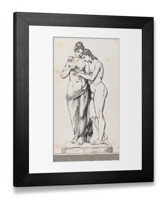 Framed Print : Cupid or Amor and Psyche or Anima sculpture illustration Framed Print : Cupid or Amor and Psyche or Anima sculpture illustration