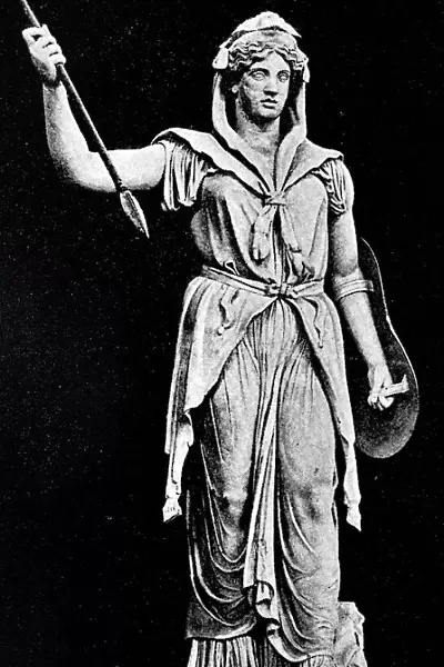Roman Goddess Juno Statue with goat fur and spear