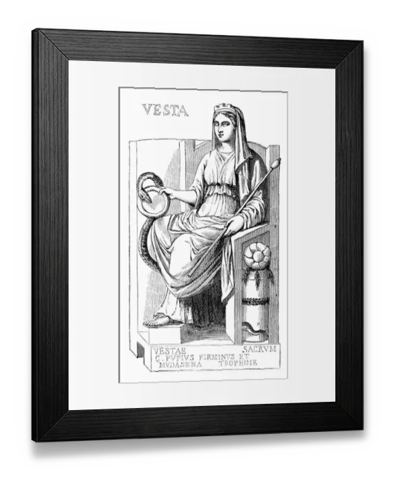 Framed Print : Goddess of bakery Vesta roman god illustration Framed Print : Goddess of bakery Vesta roman god illustration