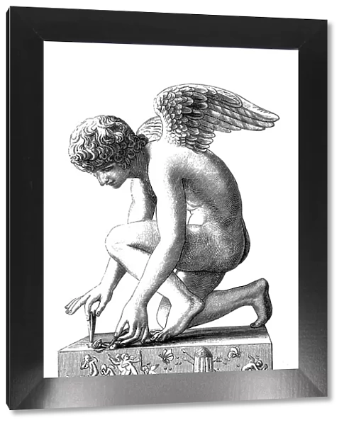Engraving of goddess Amor