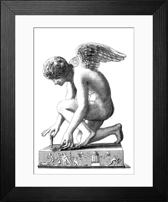 Framed Print : Engraving of goddess Amor Framed Print : Engraving of goddess Amor