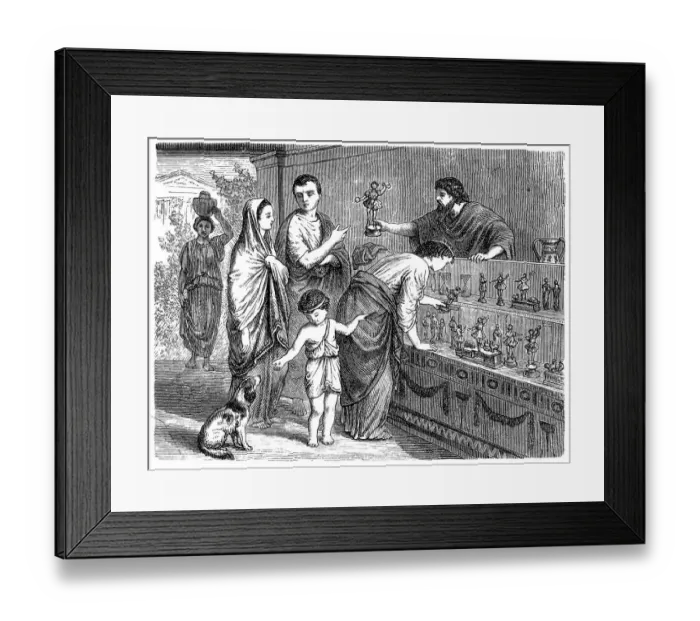 Framed Print : Sale of statues in Roman shop Framed Print : Sale of statues in Roman shop