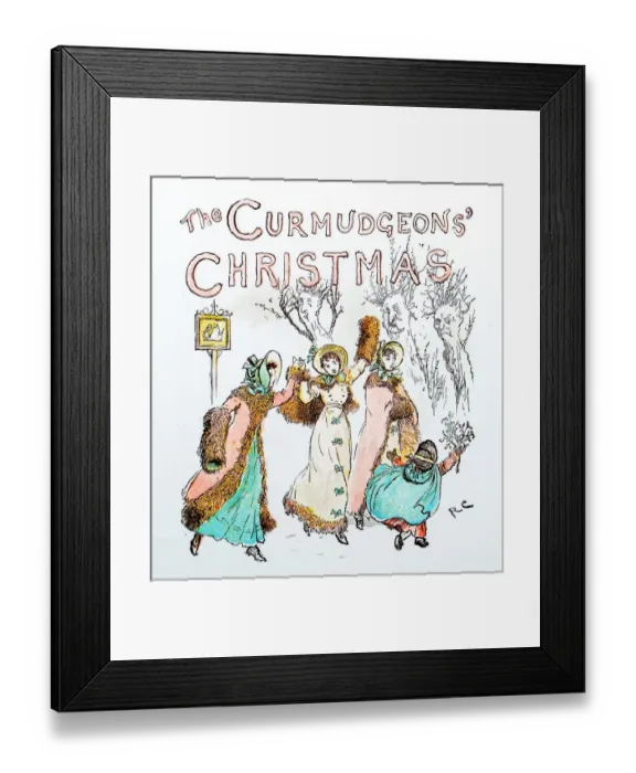 Framed Print : Antique color illustration by Randolph Caldecott Curmudgeons Christmas