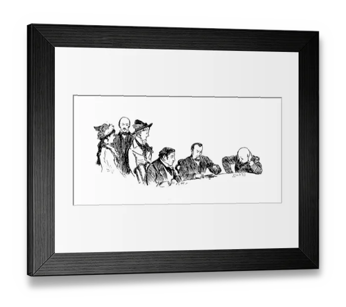 Framed Print : Antique illustration by Randolph Caldecott: At the casino