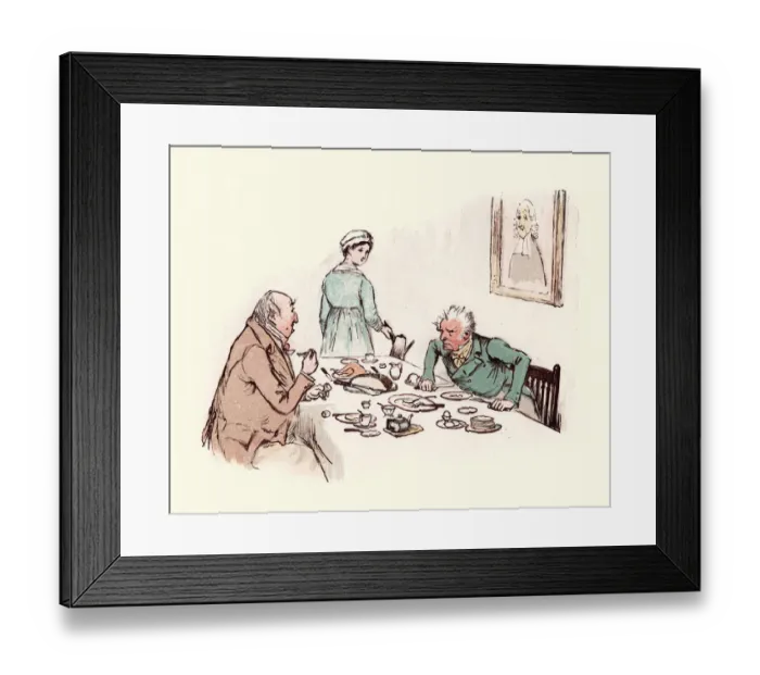 Framed Print : Two old victorian men arguing over the dinner table Framed Print : Two old victorian men arguing over the dinner table