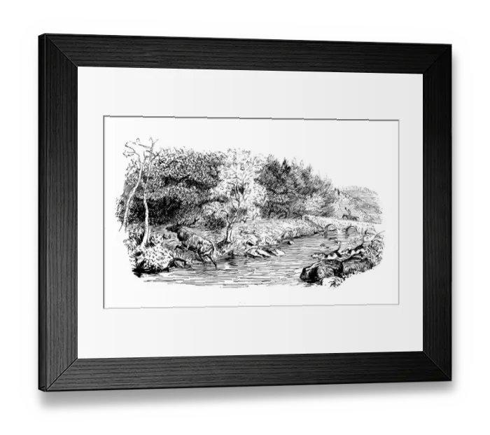Framed Print : Antique illustration by Randolph Caldecott: Hunting scene Framed Print : Antique illustration by Randolph Caldecott: Hunting scene