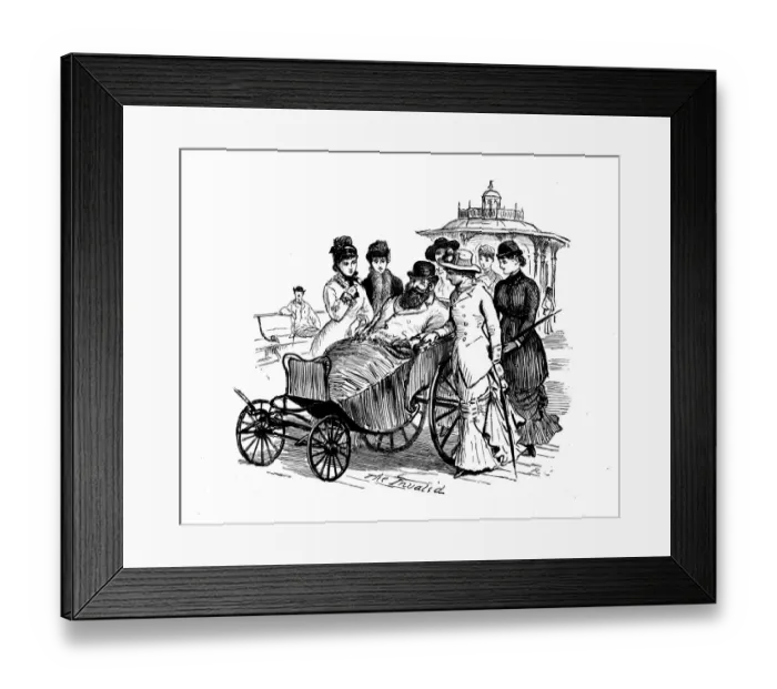 Framed Print : Antique illustration by Randolph Caldecott: Wheelchair Framed Print : Antique illustration by Randolph Caldecott: Wheelchair