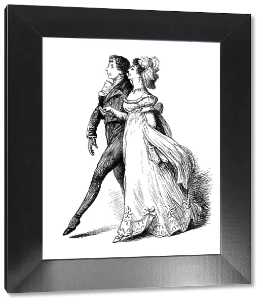 Victorian man leading a lady out to dance
