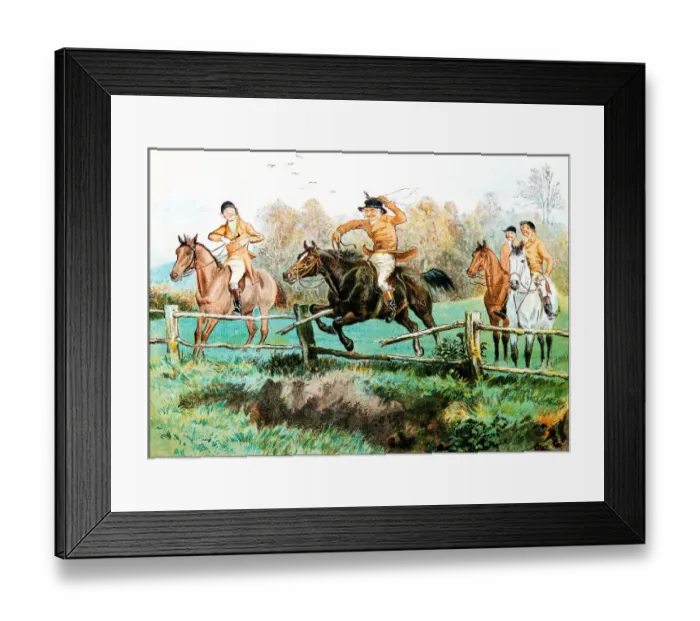 Framed Print : Antique color illustration by Randolph Caldecott: Hunting scene Framed Print : Antique color illustration by Randolph Caldecott: Hunting scene