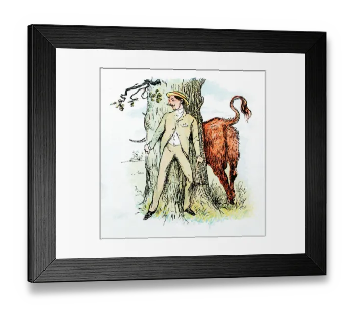 Framed Print : Antique color illustration by Randolph Caldecott: Man attacked by bull Framed Print : Antique color illustration by Randolph Caldecott: Man attacked by bull