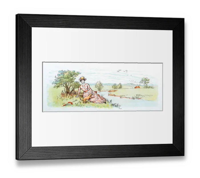 Framed Print : Antique color illustration by Randolph Caldecott: Man attacked by bull