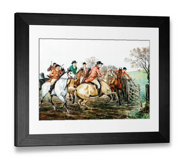 Framed Print : Antique color illustration by Randolph Caldecott: Hunting scene