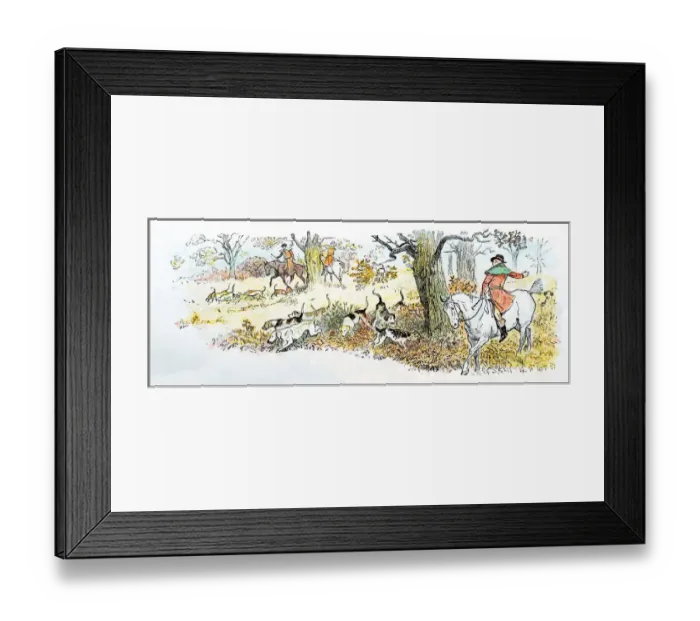 Framed Print : Antique color illustration by Randolph Caldecott: Hunting scene Framed Print : Antique color illustration by Randolph Caldecott: Hunting scene