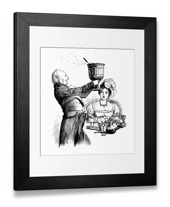 Framed Print : Victorian man lifting a Wassail Bowl Framed Print : Victorian man lifting a Wassail Bowl