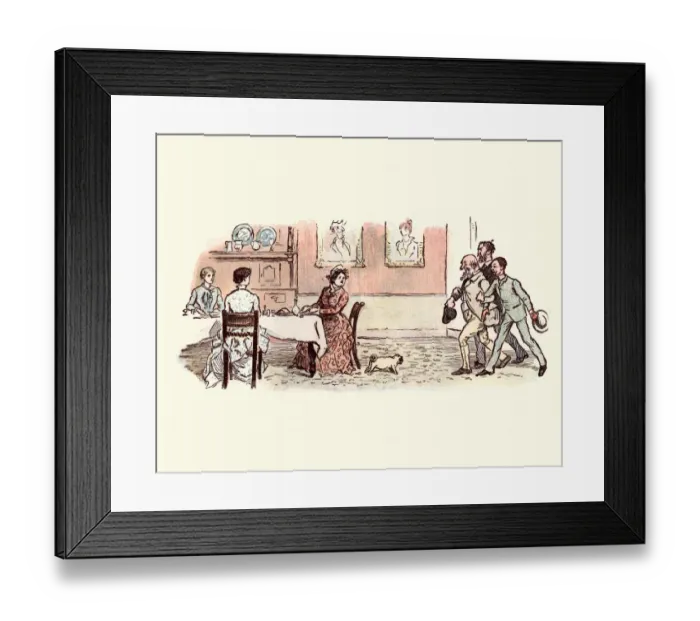 Framed Print : Victorian men arriving late for dinner Framed Print : Victorian men arriving late for dinner