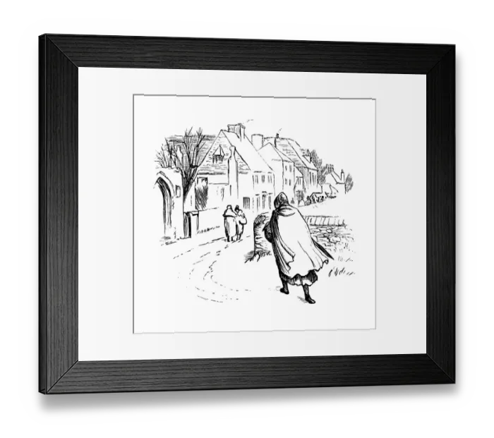 Framed Print : Village street in winter
