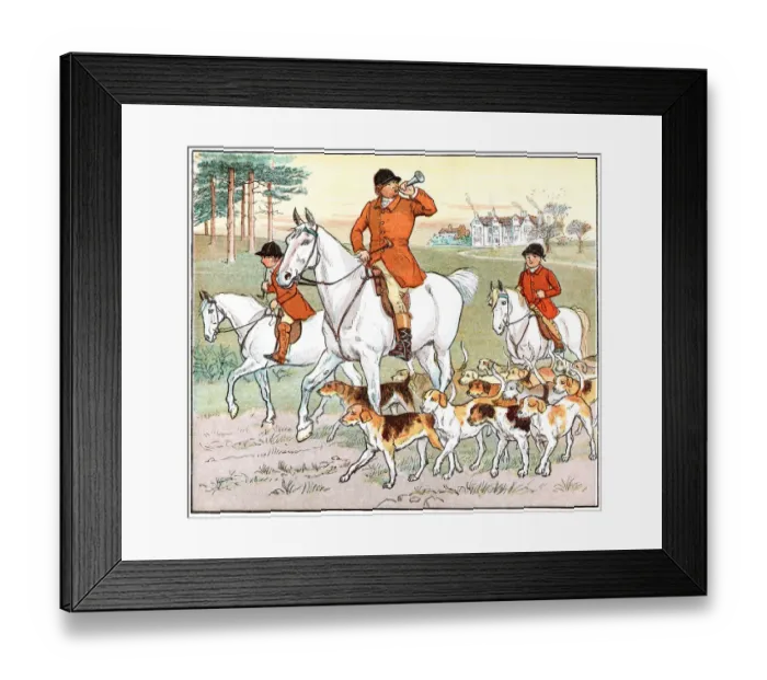 Framed Print : Huntsman with horn and beagles Framed Print : Huntsman with horn and beagles