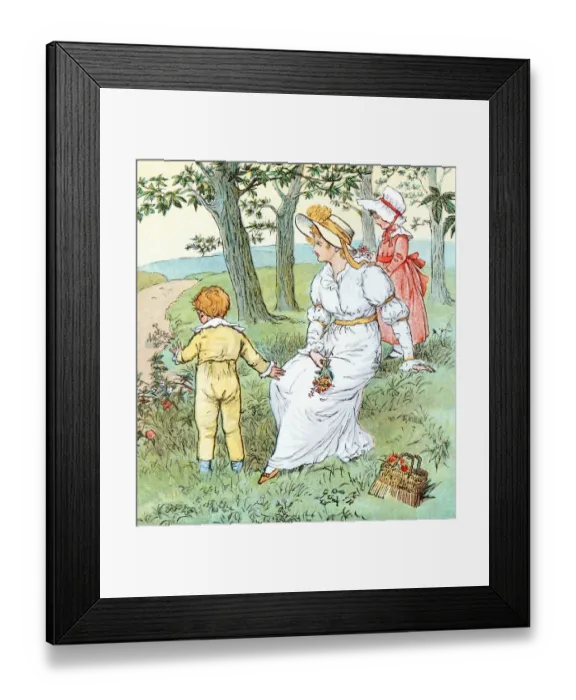 Framed Print : Regency period mother and children in the countryside Framed Print : Regency period mother and children in the countryside