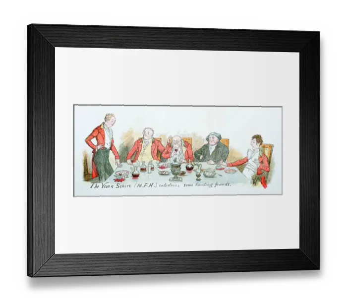 Framed Print : Antique illustration by Randolph Caldecott: Dinner with friends Framed Print : Antique illustration by Randolph Caldecott: Dinner with friends