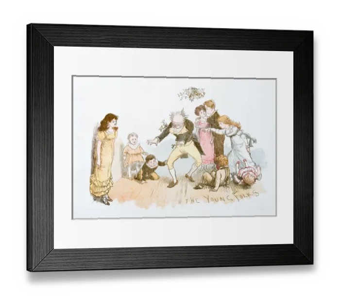 Framed Print : Antique illustration by Randolph Caldecott: Playing with grandpa Framed Print : Antique illustration by Randolph Caldecott: Playing with grandpa