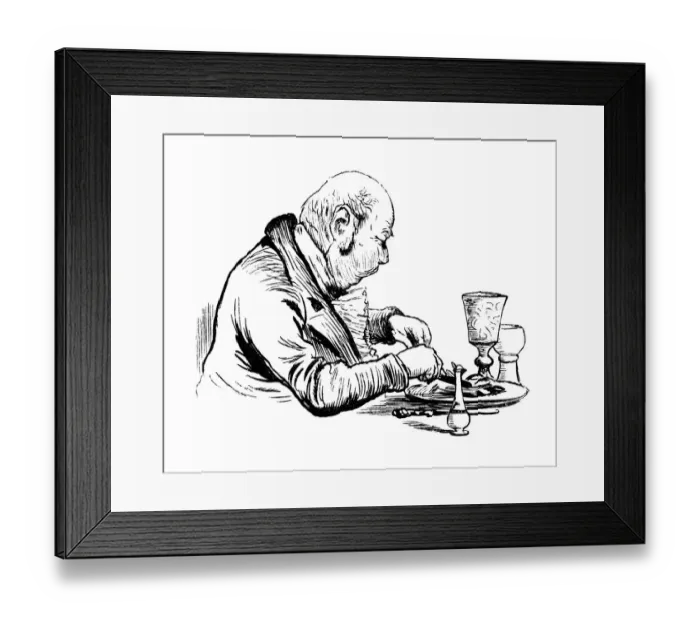 Framed Print : Mature Victorian gentleman enjoying his dinner Framed Print : Mature Victorian gentleman enjoying his dinner