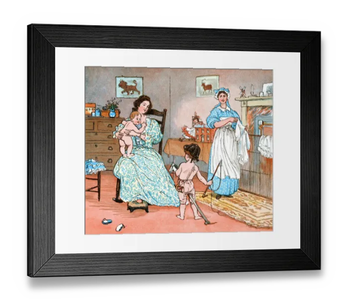 Framed Print : Mother, children and nursemaid in the nursery Framed Print : Mother, children and nursemaid in the nursery