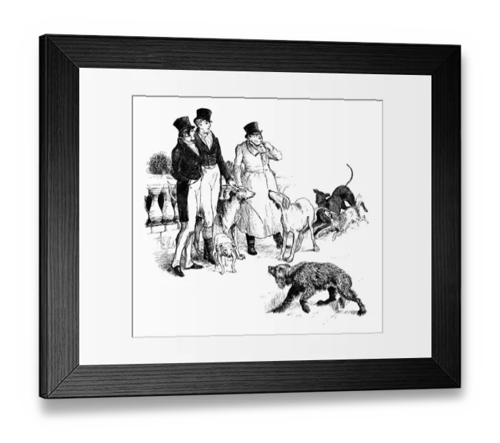 Framed Print : Victorian men with their dogs