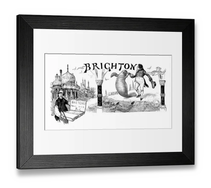 Framed Print : Antique illustration by Randolph Caldecott: Brighton Framed Print : Antique illustration by Randolph Caldecott: Brighton