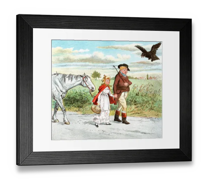 Framed Print : Father, daughter and horse walking home Framed Print : Father, daughter and horse walking home