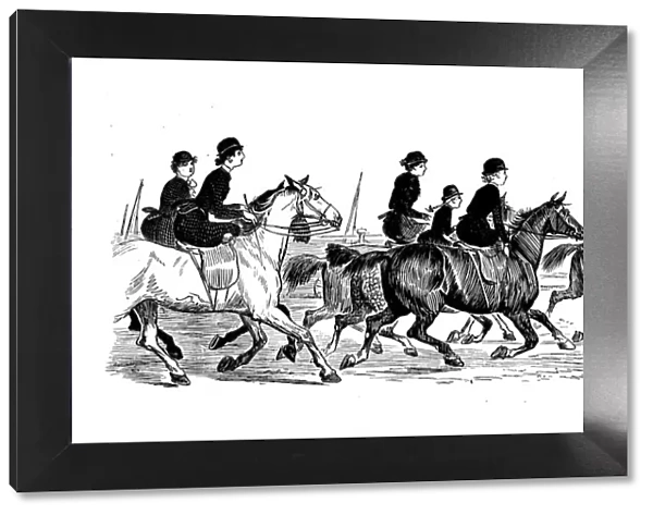 Antique illustration by Randolph Caldecott: Horse on beach, Brighton