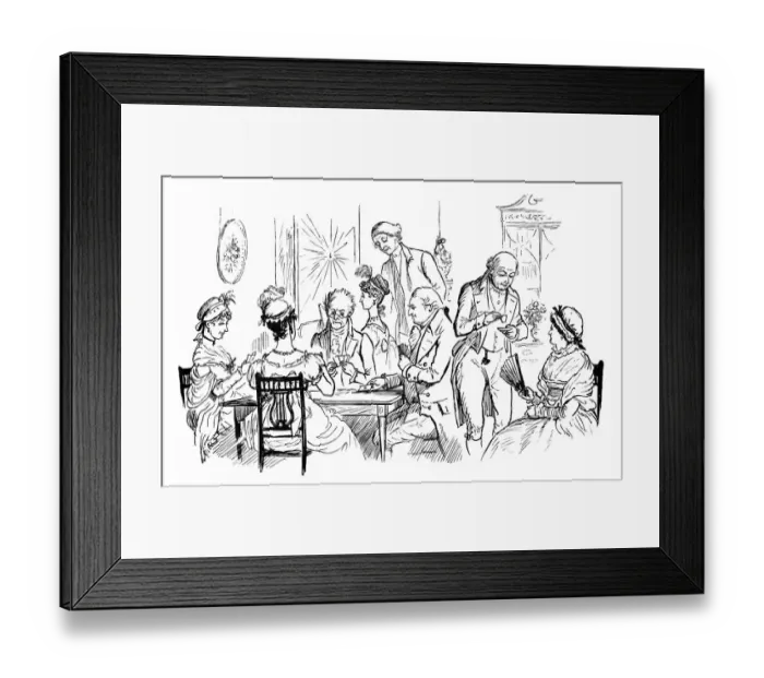 Framed Print : 19th people playing cards and taking tea Framed Print : 19th people playing cards and taking tea