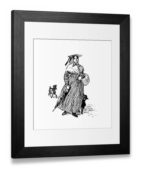 Framed Print : Antique illustration by Randolph Caldecott: Woman Framed Print : Antique illustration by Randolph Caldecott: Woman