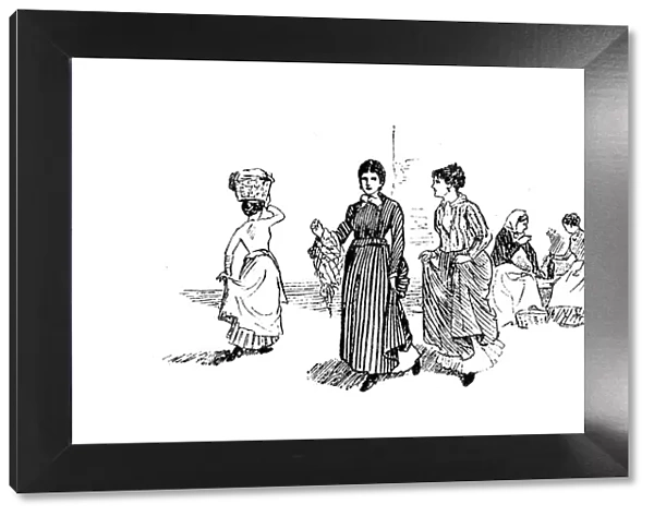 Antique illustration by Randolph Caldecott: Women