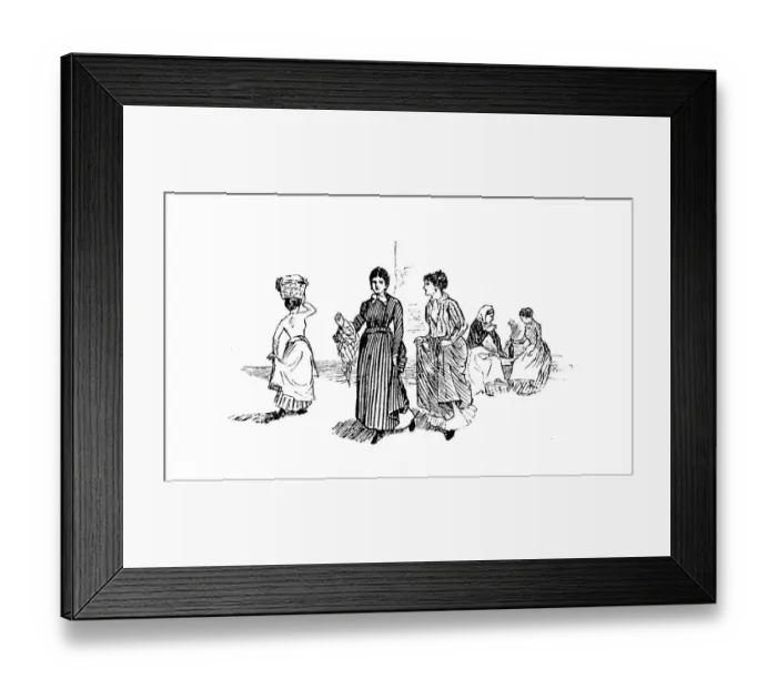 Framed Print : Antique illustration by Randolph Caldecott: Women Framed Print : Antique illustration by Randolph Caldecott: Women