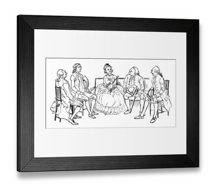 Framed Print : Georgian woman with four men Framed Print : Georgian woman with four men