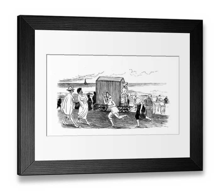 Framed Print : Antique illustration by Randolph Caldecott: TROUVILLE SUR MER Framed Print : Antique illustration by Randolph Caldecott: TROUVILLE SUR MER