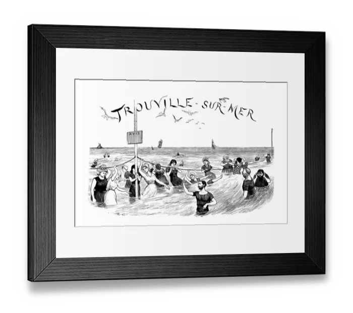 Framed Print : Antique illustration by Randolph Caldecott: TROUVILLE SUR MER Framed Print : Antique illustration by Randolph Caldecott: TROUVILLE SUR MER