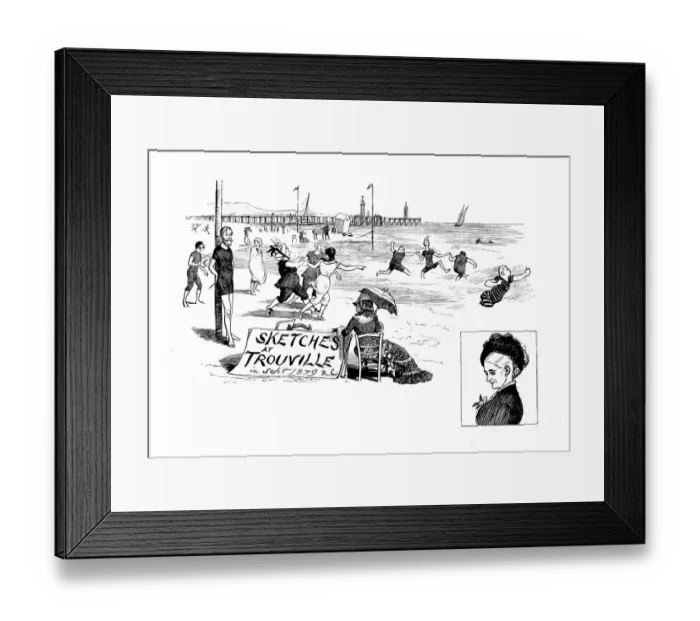 Framed Print : Antique illustration by Randolph Caldecott: Bathing Framed Print : Antique illustration by Randolph Caldecott: Bathing