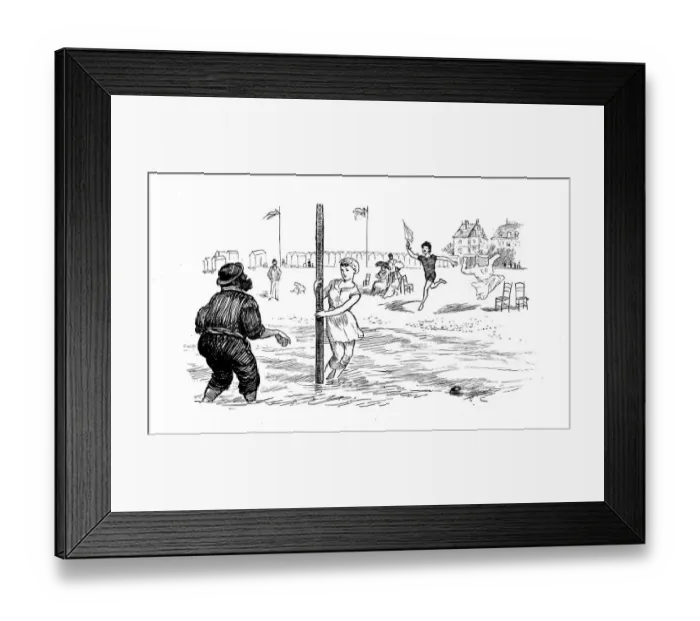 Framed Print : Antique illustration by Randolph Caldecott: TROUVILLE SUR MER